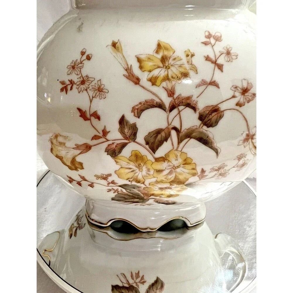 Limoge Teapot White with Gold Flowers Stamped Limoges France 9 Inches